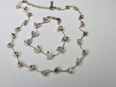 Vintage Napier Teardrop Crystal Silvertone Necklace & Bracelet