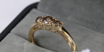 9Ct Gold 3 Stone 'Champagne' Diamond Ring
