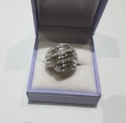 14Ct White Gold Diamond 7 Row Ring