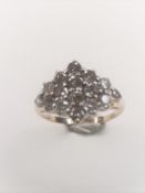 14Ct Yellow Gold Triangular Diamond Cluster Ring