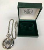 Mullingar Irish Pewter Shamrock Pocket Watch With Chain