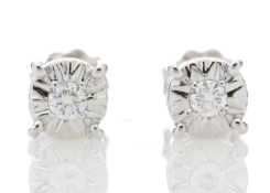 9ct White Gold Claw Set Diamond Earrings 0.10 Carats