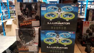22 Items : 14 X Red5 The Illuminator Light up Drone & 8 X Red 5 RC Wall Climbing Tarantula 22