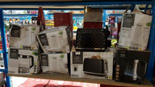 8 Items : 4 X Fast Boil White Textured Kettle, 2 X 2 Slice Black Textured Toaster (1 x No Box), 1