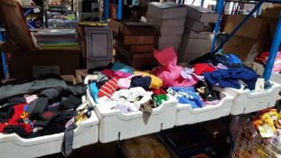 (R9I) Contents Of 4 Containers : A Quantity Of Mixed Baby / KidÕs Clothing Items Too Include Socks,