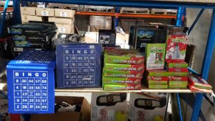 (R10A) Contents Of Shelf: 12 X Twin Plastic Soft Foam Bingo Boards, 5 X KidÕs Plaster Mould Paint A
