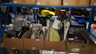 (R5C)Contents Of 4 Containers. Mixed Dunelm Mill / Dorma Items To Include Bedding Sheets, Napkins,