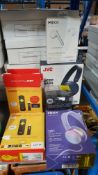 (R4J) 6 Items : 2 X Now TV Smart Stick, 1 X JVC Deep Bass Wireless Headphones, 1 X Mixx OX1 On Ear
