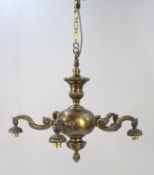 Bronzed Heavy Metal Baronial Style Five Light Chandelier