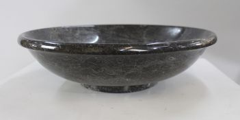 Italian 20th c. Black Marble Large Lipped Bowl