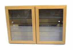 Light Oak Wall Mounted Glazed Display Cabinet