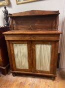 C19th diminutive side cabinet veneered in Rosewood with pleated doors
