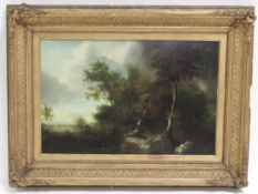 Early 19th Century Continental School - wooded landscape with stormy sky oil on board