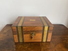 Early C20th walnut and brass banded writing slope