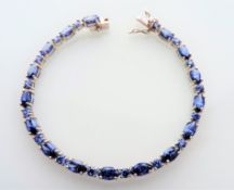 14.88 Carat Tanzanite Bracelet in Sterling SIlver
