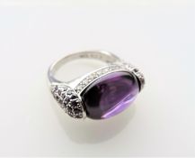 Sterling Silver Cabochon Amethyst Dress Ring