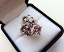 Sterling Silver Designer Trio of Topaz Gemstone Ring