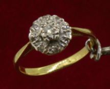 Vintage 18ct (750) Yellow Gold Diamond Cluster Ring