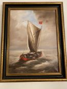 Oil Painting by G.D.P. Dutch Ferry On A Gusty Day-V.H.