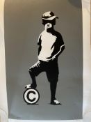 Not Banksy Copyright Boy Gray Signed Artist Proof