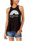 2 X True Vintage Womens Black Graphic Sleeveless Jewel Neck T-Shirt Top