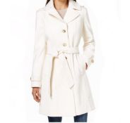 Michael Kors Michael Petite Hooded Belted Coat. Uk Xl Ivory (Rrp £300)