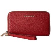 Michael Kors Flat Multi-Function Large Leather Smartphone Wristlet Colour Maroon Rrp £105