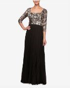 Alex Evenings Petite Embroidered-Bodice Evening Gown Uk 16 Colour Black Multi Rrp £249