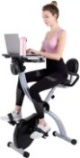 Exercise Bike, Folding Fitness Bike With Desktop Sporting Equipment Cardio Trainer 8 Level Magnetic