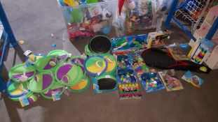 (R3M) Contents Of Floor : Mixed Outdoor Toys To Include Kid Connection Throw & Catch Set, Xshot Ste