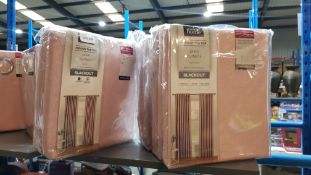 (R1F) 3 Items : 1 X Hidden Tab Top Plain Curtains Blackout Pink (Width 168cm Drop 182cm), 1 X Hidde