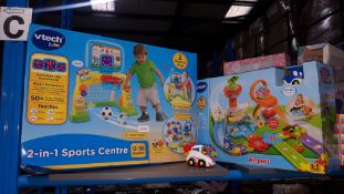 (R3B) 3 Toy Items : 1 X Vtech Baby 2 In 1 Sports Centre, 1 X Vtech Toot Toot Drivers Airport & 1 X