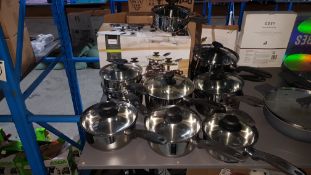 (R2L) 12 X Mixed Size Stainless Steel Saucepans