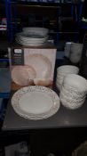 (R2K) 17 Piece Porcelain Metallic Geo Dinner Set