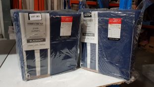 (R12A) 2 X Hidden Tab Top Plain Curtains Blue Blackout (Width 168cm Drop 228cm) RRP £35 Each