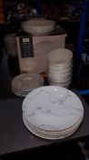 (R2F) 19 Piece Porcelain Marble Effect Dinner Set