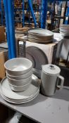 (R2H) 12 Items : 11 Piece Stoneware Speckled Dinner Set & 1 X Stoneware Speckled Cafetiere