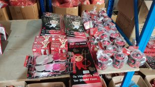 (R11D) Valentines Lot. To Include A Quantity Of Tall Valentine Cards, Horny Devil Mug & Mascot, Val