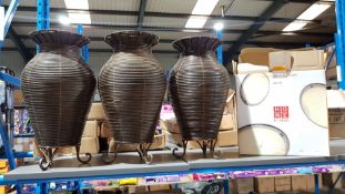 (R2E) 4 Items : 3 X Wicker Vase / Plant Holder & 1 X Home By Argos Flush Ceiling Fitting Chrome