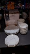 (R2F) 19 Piece Porcelain Marble Effect Dinner Set
