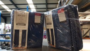(R1A) 2 X Hidden Tab Top Plain Curtains Blue Blackout (Width 168cm Drop 182cm) RRP £35 Each