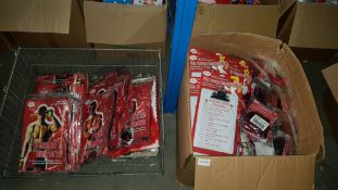(R11G) Contents Of Box & Wire Basket. Valentine Lot To Include Fireman Uniform (M/L), Sexy Message