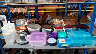(R1I) Approx. 56 X Mixed Kitchen Items. To Include Plastic Storage Containers, Bamboo Serving Bowls,