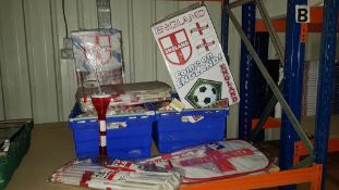 (R13A) A Quantity Of England Items To Include Car Flags, Dumbbell Shape Drinking Cup With Flexi Str