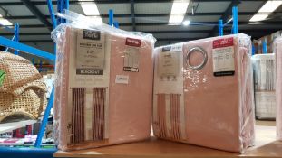 (R1D) 2 X Hidden Tab Top Plain Curtains Light Pink (Width 168cm Drop 182cm)
