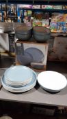 (R2H) 12 Piece Stoneware 2 Tone Dinner Set
