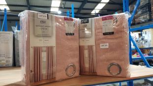 (R1D) 2 X Eyelet Textured Weave Curtains Pink (Width 168cm Drop 182cm) RRP £38 Each