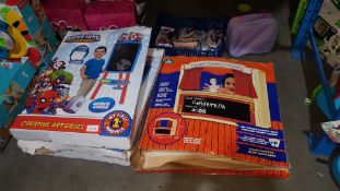 (R3C) 4 Toy Items : 3 X Marvel Superhero Adventures Creative Art Easel & 1 X ELC Puppet Theatre Com