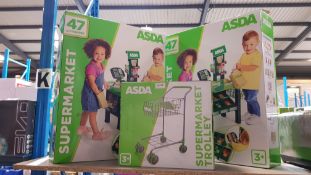 (R7J) 3 Asda Toy Items : 2 X Supermarket & 1 X Supermarket Trolly
