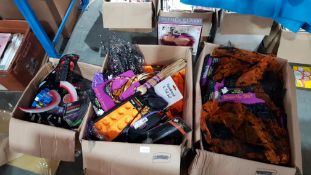 (R4F) Halloween. Contents Of 3 Boxes. To Include Dress Up Skirt, Pumpkin Head Ice Cube Tray. & Head